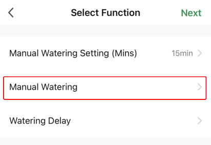Manual Timer Setting screen